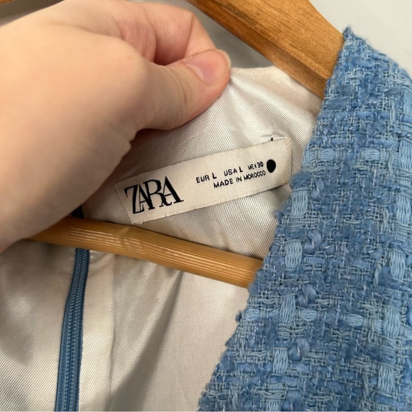 Zara Blue Tweed V-Neck Romper Blogger Favorite - Picture 5 of 8